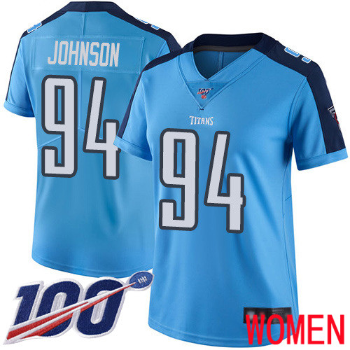 Tennessee Titans Limited Light Blue Women Austin Johnson Jersey NFL Football #94 100th Season Rush Vapor Untouchable